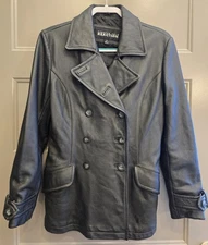 Kenneth Cole Leather Pea Coat, Women's, Sm