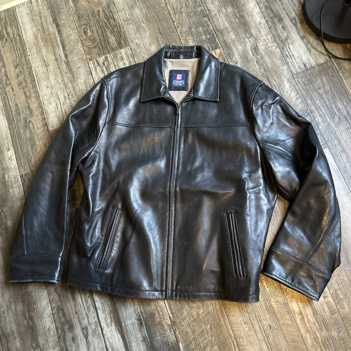 【希少】Chaps Ralph Lauren Leather Jacket Vintage Men's Ralph Lauren Chaps Leather Jacket Coat Brown Medium