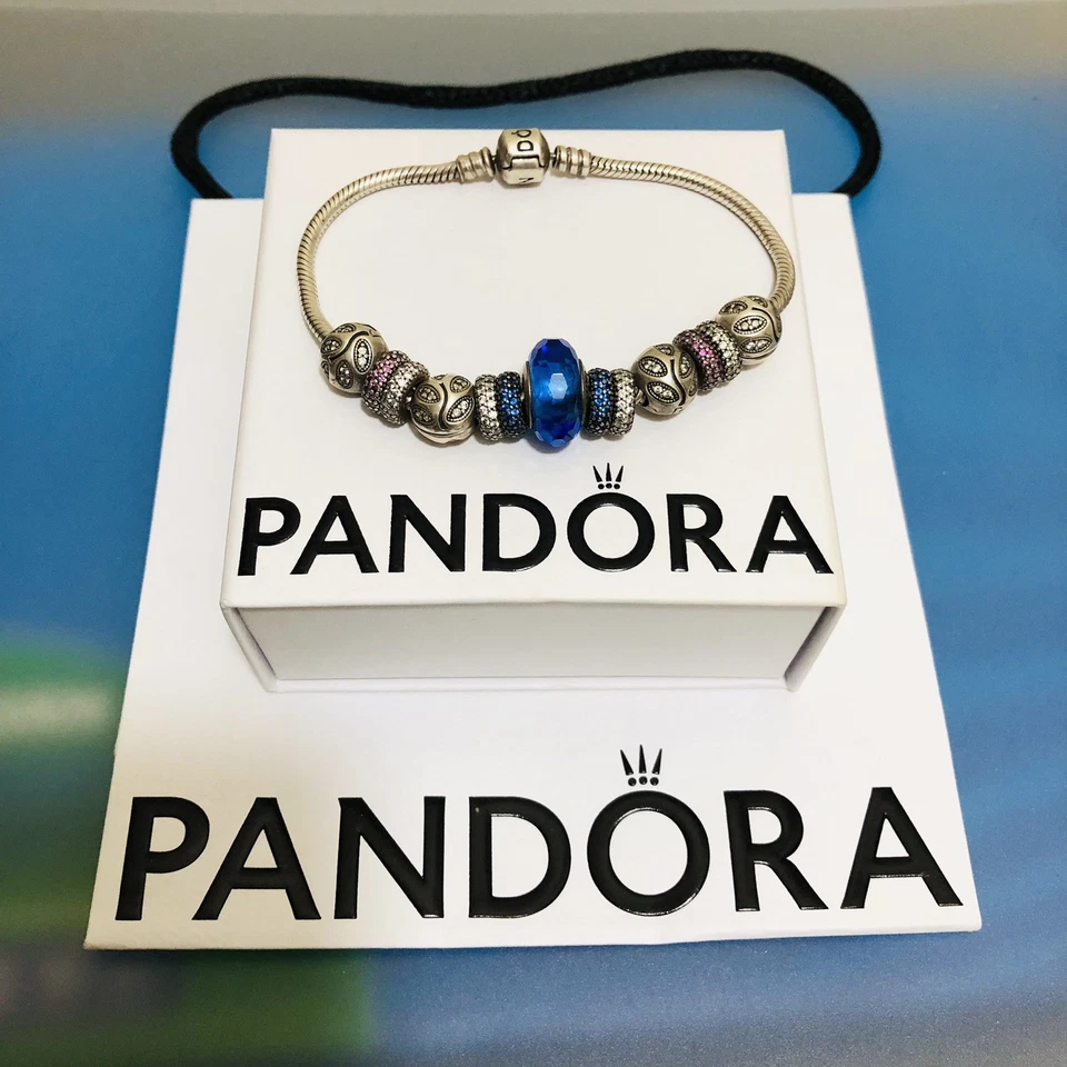 Genuine Pandora Sterling Silver Bracelet with 13charms - Immagine 2 di 4