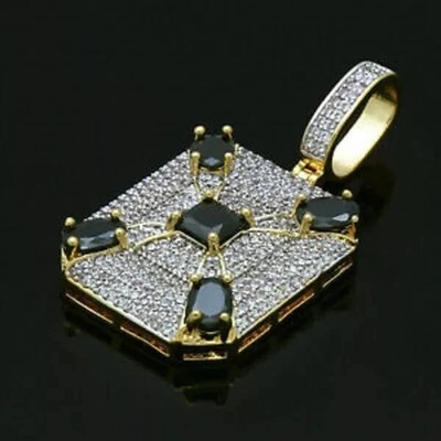 1.20CT Lab Created Diamond Round Initial ''D'' Pendant 14K Yellow Gold Finish