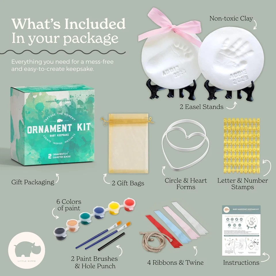 Kit de recuerdo de adornos para bebés (paquete para recién nacidos) - ¡2 caballetes, 4 cintas y letras! Foto 3 de 4