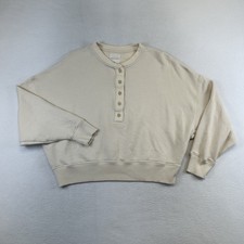 American Eagle Outfitters Henley Sweatshirt Womens S Beige Thermal Oversized