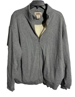 LL Bean Katahdin Iron Works Sweatshirt Sz XL Gray Lined Zip Up Jacket Mens Heavy