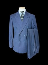 Men’s Dormeuil Double Breasted Navy Pinstripe Suit 40R / W32” Made In France