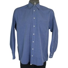 Vintage Burberrys Shirt Mens M 15.5 Blue Button Up Made USA Designer Luxury