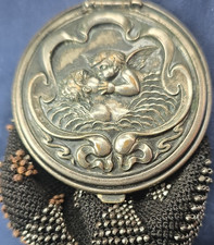 Victorian Style vintage accessory Metal Mesh Coin Purse with Cherub Design