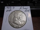 1952 D  - USA - Franklin - 50 Cent  American Coin - 90% Silver  half dollar