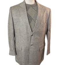 SILK Stafford Mens Sport Coat Blazer 42R Herringbone Weave Tan Beige Business