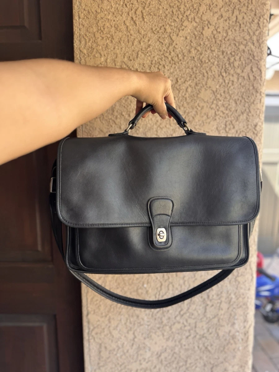 Vintage Coach Black Leather Metropolitan Bag 5180 Messenger