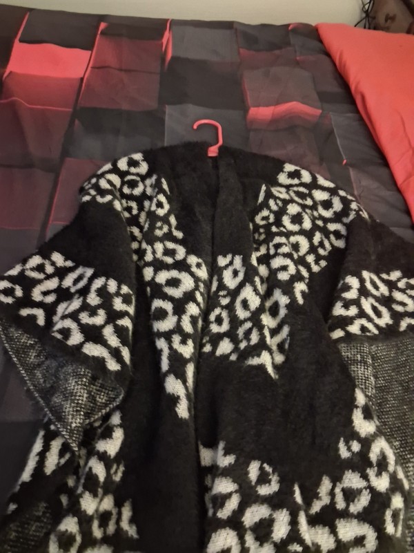 black and white poncho sweater