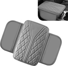 Car Center Console Cover, Leather Vehicle Armrest Protector Cushion with 2 Gray