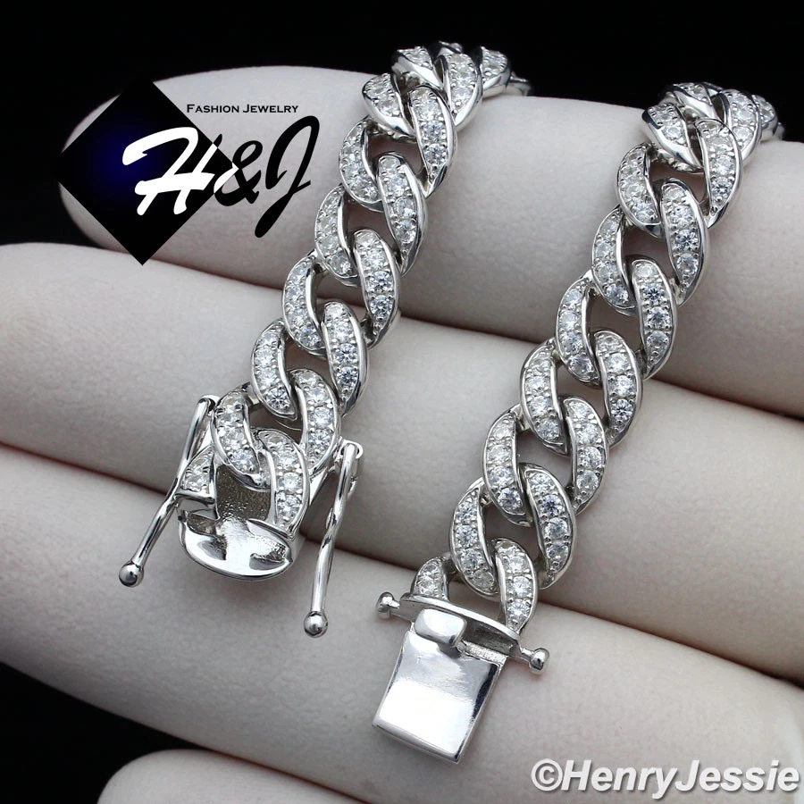 COLLAR CADENA CUBANA MIAMI 18"-30" HOMBRE PLATA ESTERLINA 925 ICY BLING CIRCONITA 8MM*N11 Foto 4 de 4