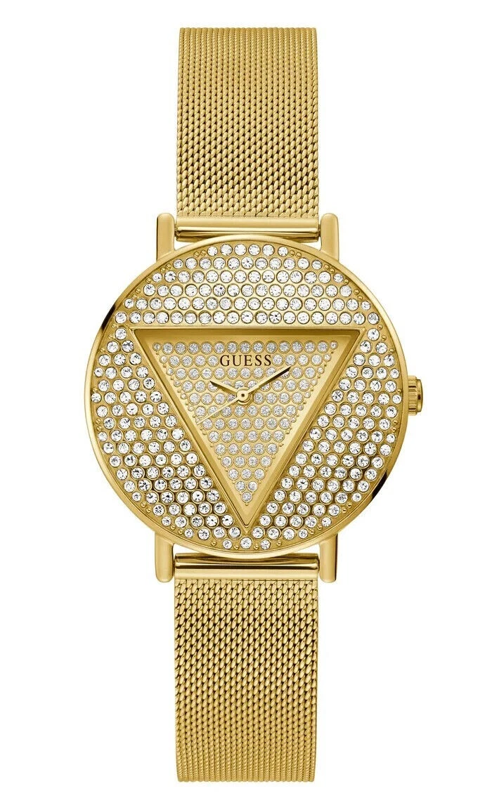 GUESS Orologio Da Uomo Escape GW0661G2, Cassa In Acciaio Oro 44 Mm, Cinturino Metallo, Quadrante Verde, Vetro Minerale
