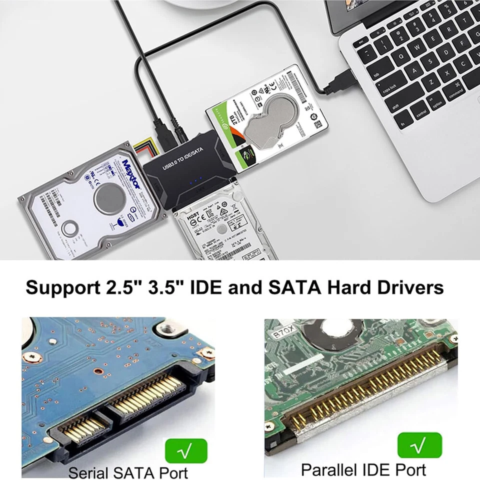 USB 3.0 To IDE/SATA Converter Adapter Kit For 2.5"/3.5" SATA/IDE/SSD Hard Drive - Image 3 of 4