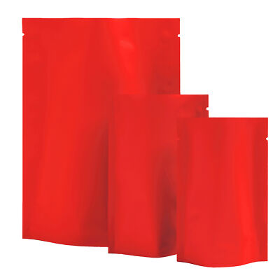 50/100 Fire Mylar Red Foil Heat Sealable Stand Up Pouch for Food Packaging Bags