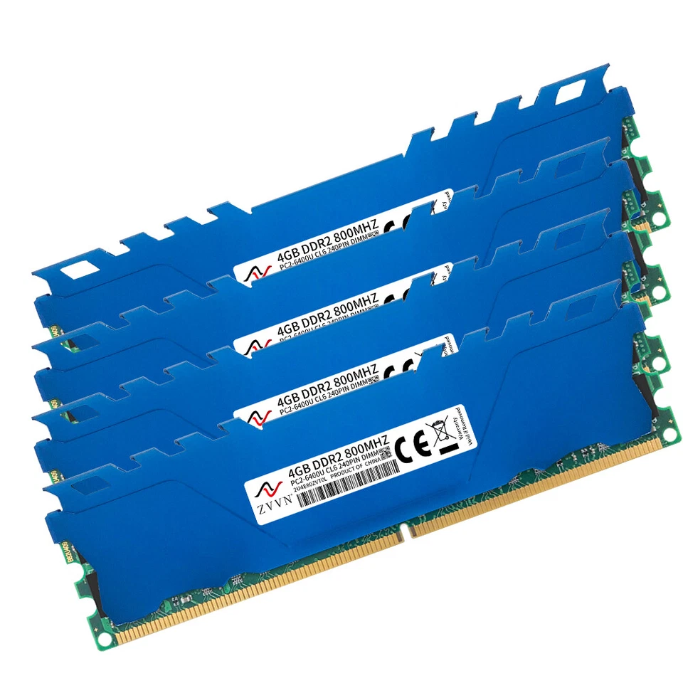 16GB Kit 4x 4GB DDR2 800MHz PC2-6400U 240Pin intel Desktop Memory RAM ZVVN Blue - Image 3 of 4