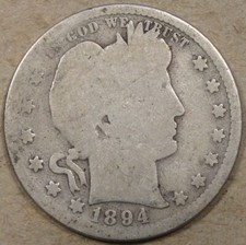 1894-S Barber Quarter 25c as Pictured