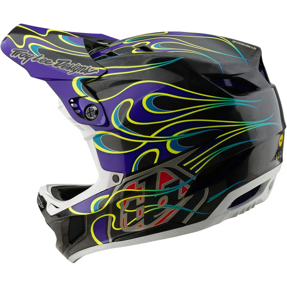 Troy Lee Designs D4 Carbon MIPS Helmet TLD BMX MTB DH Torched - Black/Purple - Image 3 of 4