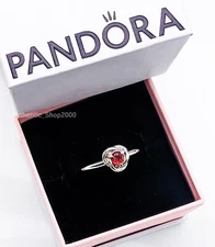 New 100% Authentic PANDORA 925 Ale July True Red Eternity Circle Ring 192993C07