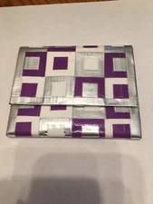 Handmade Duct Tape Accordion Wallet With Hand Cut Square Pattern, Purple