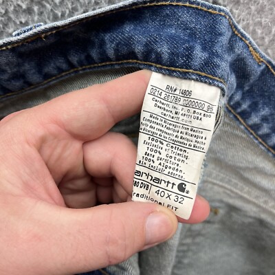 い Carhartt Jeans Mens 40x32 Blue Denim Traditional Fit Workwear