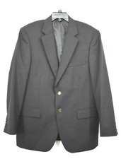 Saddlebred Performance Mens Blazer Black Notch Lapel 2-Button Wool Sport Coat