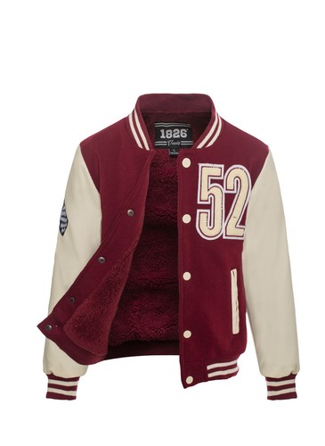 1826 Boys' Full-Zip Fleece Varsity Jacket with Fleece Sleeves and PU Sleeves - Picture 21 of 48