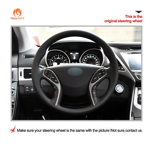 MEWANT DIY Black Artificial Leather Steering Wheel Wrap for Hyundai i30 Elantra - Foto 2 di 9
