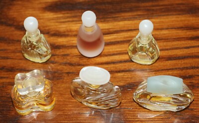 Vintage Group of 6 Perfume  Bottles 4 Este Lauder 2 Others Glass w/Stoppers
