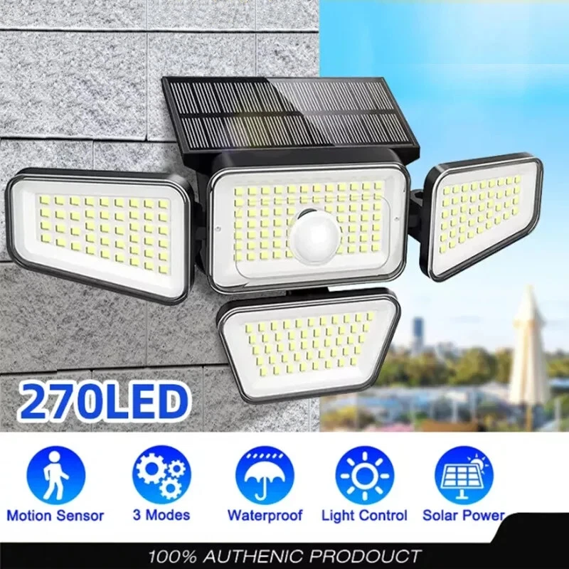 x2 Lampe LED Solaire Extérieur 140 Détecteur de Mouvement Lumière Garage - Photo 2/4