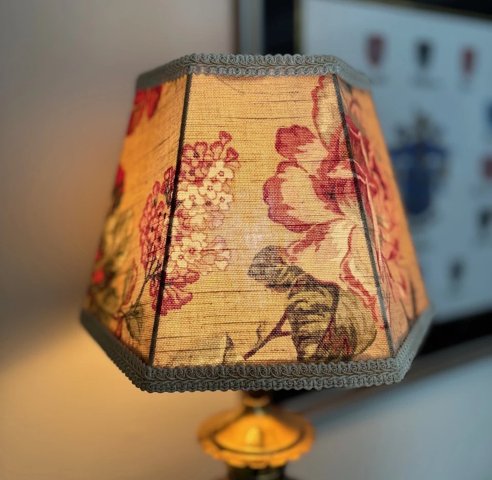 Precioso par de pantallas de lino personalizadas - Floral chic/tradicional Foto 4 de 4