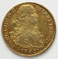 Colombia - 1795 P-JF Carlos IV 8 Escudos - CHOICE NEAR UNC - Popayan Mint