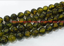 Natural 8mm Yellow Dragon Veins Agate Gemstone Round Loose Beads 15" Strand AAA