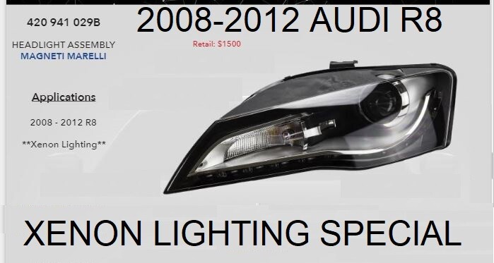 AUDI R8 Headlight Assembly (left ) - XENON by MAGNETI MARELLI "OEM"; 420941030B