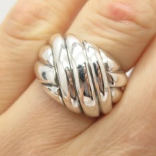 925 Sterling Silver Vintage Ribbed Ring Size 6 3/4