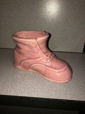 PINK MIDCENTURY CERAMIC BABY SHOE UNMARKED VINTAGE