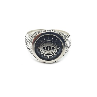 Sterling Silber Ring Auge Sonne gepunzt massiv 925 Handarbeit Comfort Fit