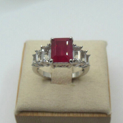 Signed 925 KH Ruby Sterling Silver Ring Size 6.5 - image 1
