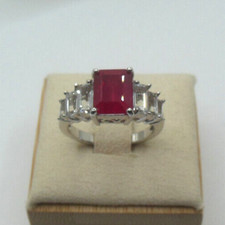 Signed 925 KH Ruby Sterling Silver Ring Size 6.5
