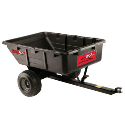 10 cu. ft. 650 lb. tow-behind poly utility cart steel frame with pneumatic tires