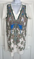 Zara Sz Small V-Neck Paisley Pullover Stretch Shift Dress EUC