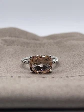 David Yurman 925 Sterling Silver Ring Morganite Size 7