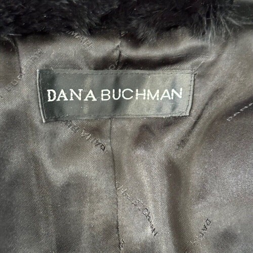 Dana Buchman Down Filled Puffer Coat Fur Trim Size S Black Winter Quilted - Picture 6 of 10