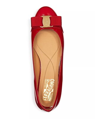 New! Salvatore Ferragamo Women's Varina Ballet Flats (Rosso Red