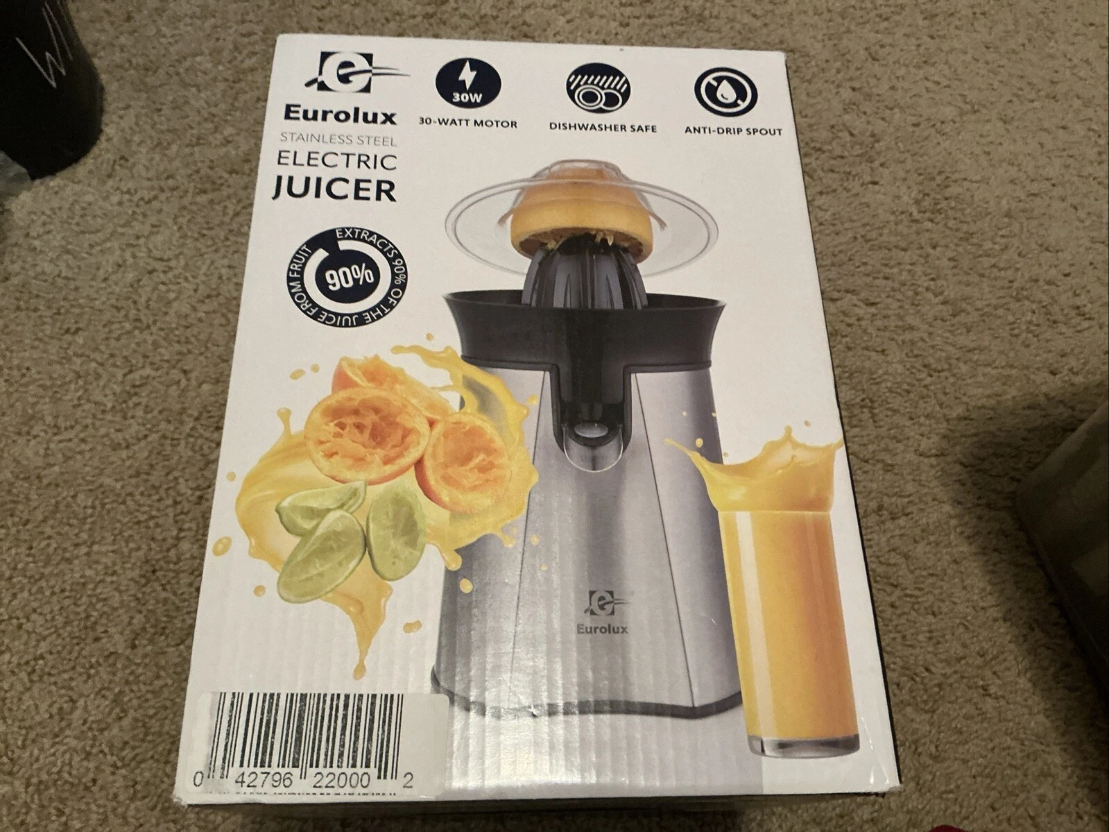Eurolux Stainless Steel NEW In BOX Electric Juicer ELCJ-2200S Dishwasher Safe