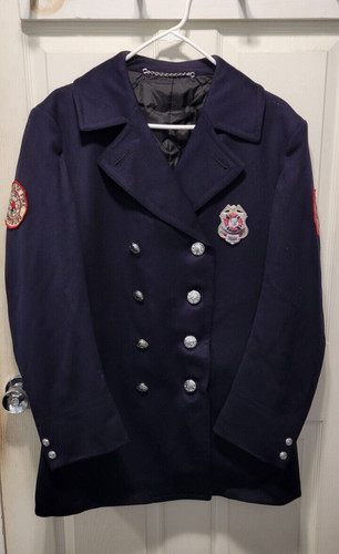 Vtg Men's 1970's Fire Dept Dress Keystone Uniform Jacket w/Patches & Badge