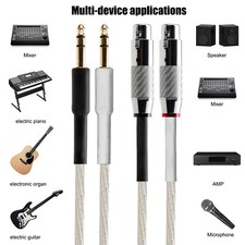 2x HiFi Silver Plated XLR Cable 6.5mm Earphone Plug to 3Pin XLR Female Connector