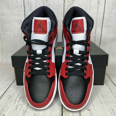 Nike Air Jordan 1 Mid Chicago Black Toe Black Red White 554725-069