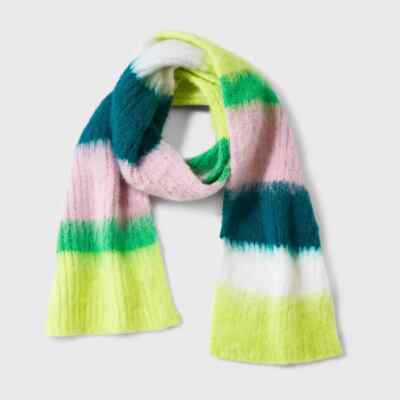 NEW A New Day Women’s Striped Brushed Scarf Green Striped Multicolor NWT 