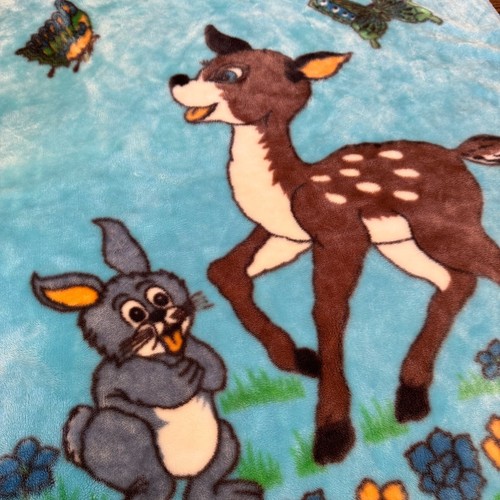 Bambi And Thumper Blanket Fleece Throw Deer Rabbit Plush Blue Disney Baby Thick - Picture 2 of 6